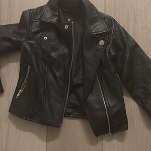 Art class size 4/5 faux Black Leather Jacket with Silver Accents